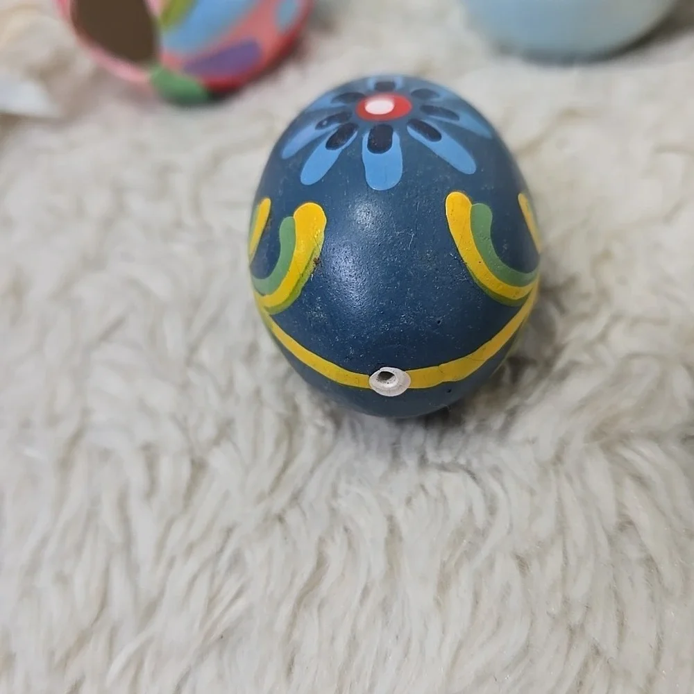 Vintage Easter Egg Tree Ornaments Lot of 10 Hand Painted Wooden Ceramic European